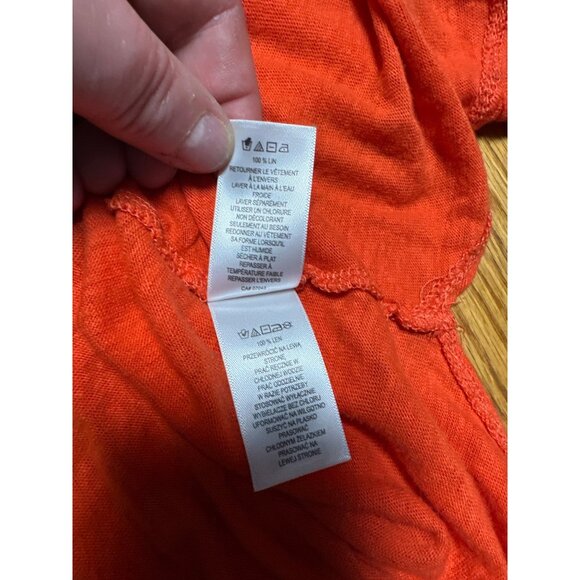 Tahari Womens Orange V-Neck Short Sleeve Linen Top Size 1X - Picture 8 of 10